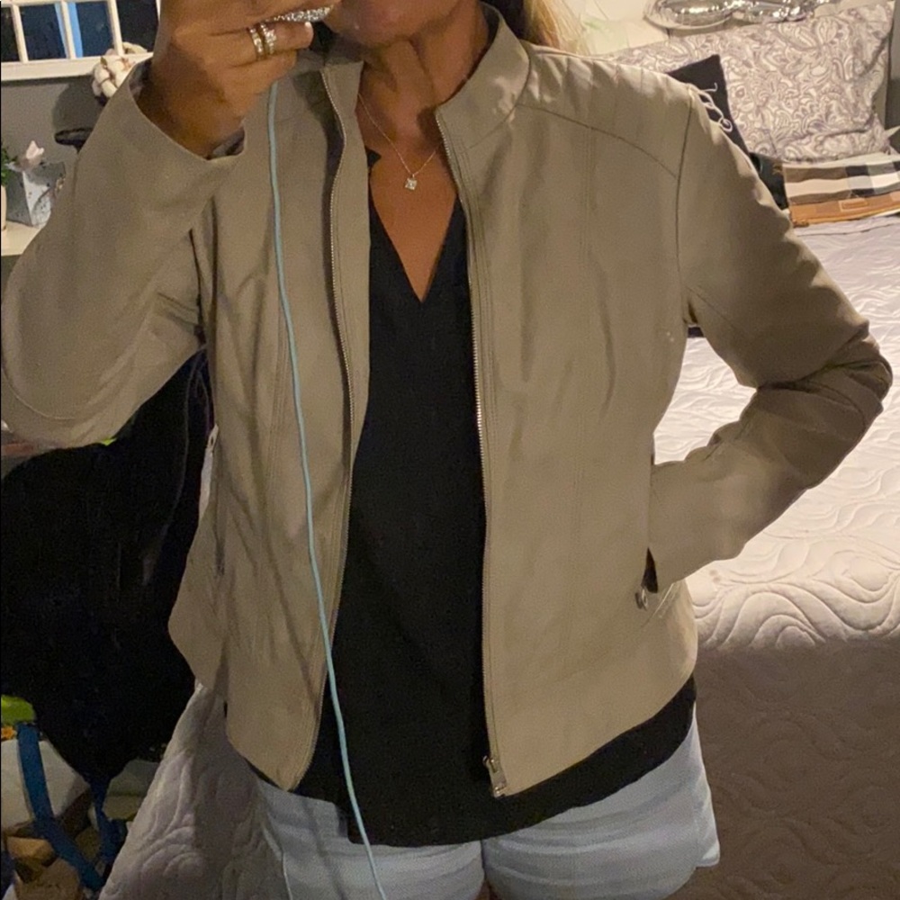 Guess tan faux leather jacket